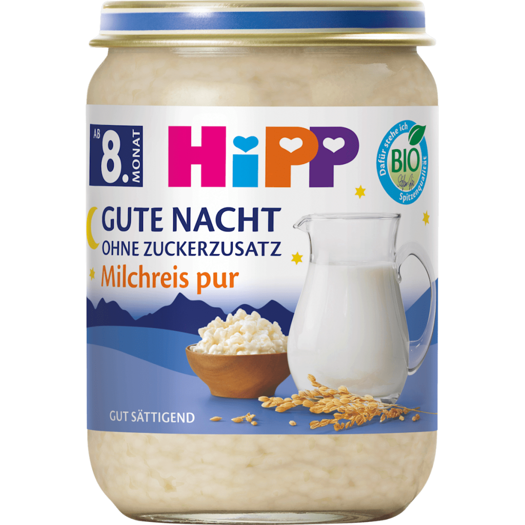 Bio Hipp Gute Nacht Milchreis pur ohne Zuckerzusatz ab 8.Monat 190g
