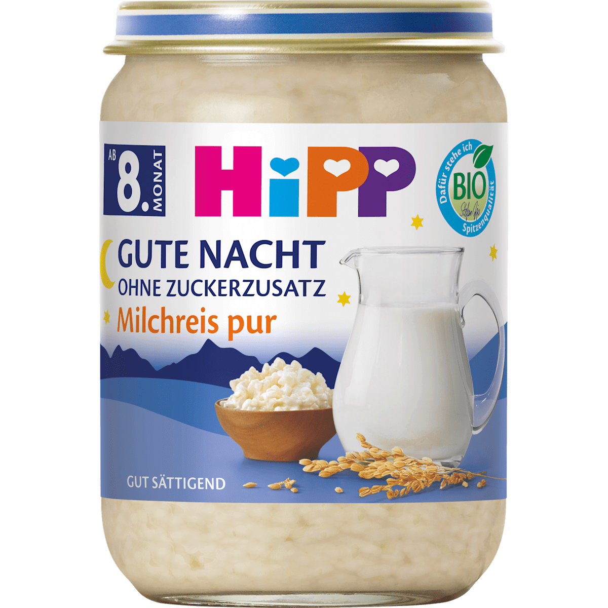 Bio Hipp Gute Nacht Milchreis pur ohne Zuckerzusatz ab 8.Monat 190g