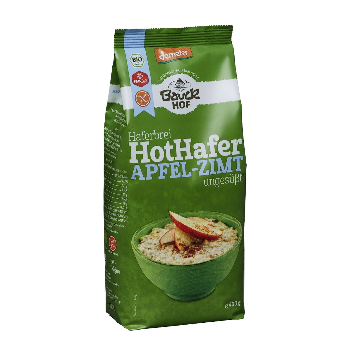 Demeter Bauck Hot Hafer Apfel-Zimt Haferbrei Glutenfrei 400g