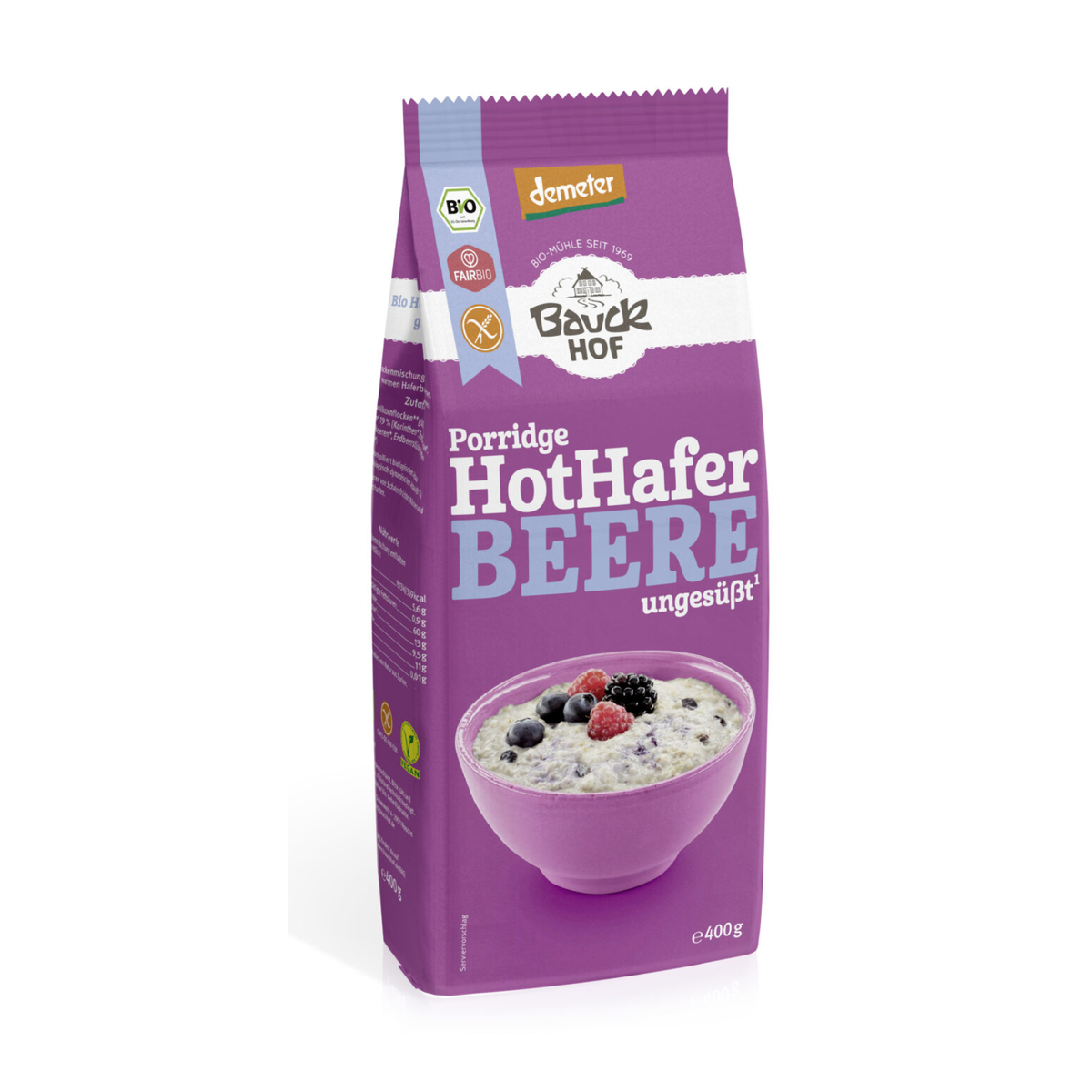 Demeter Bauck Mühle Hot Haferbrei Beere Glutenfrei 400g