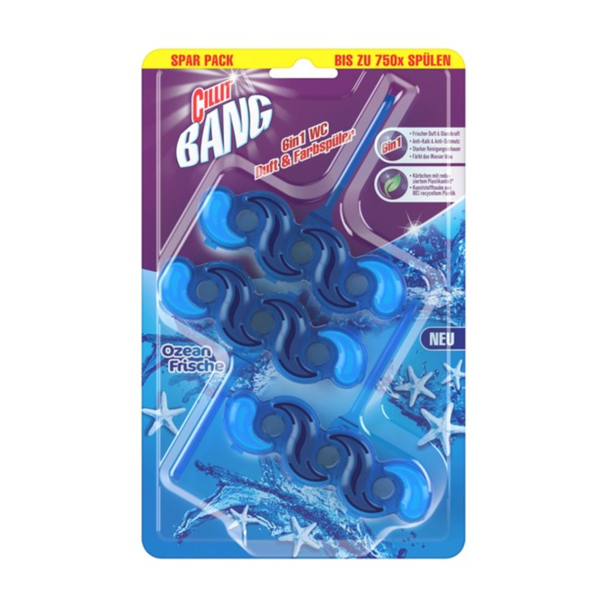 Cillit Bang Blue Wave 6 WC-Blauspüler Ozean Frische 2x35g