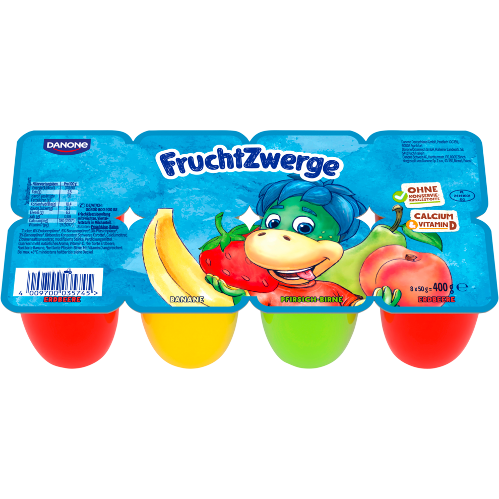 Fruchtzwerge Erdbeere/Banane/Pfirsich-Birne 8x50g