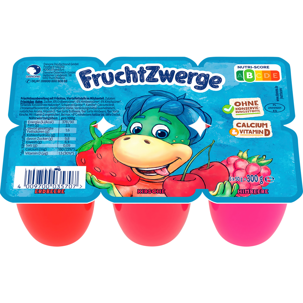 Danone Fruchtzwerge Erdbeere/Himbeere/Kirsche 6x50g