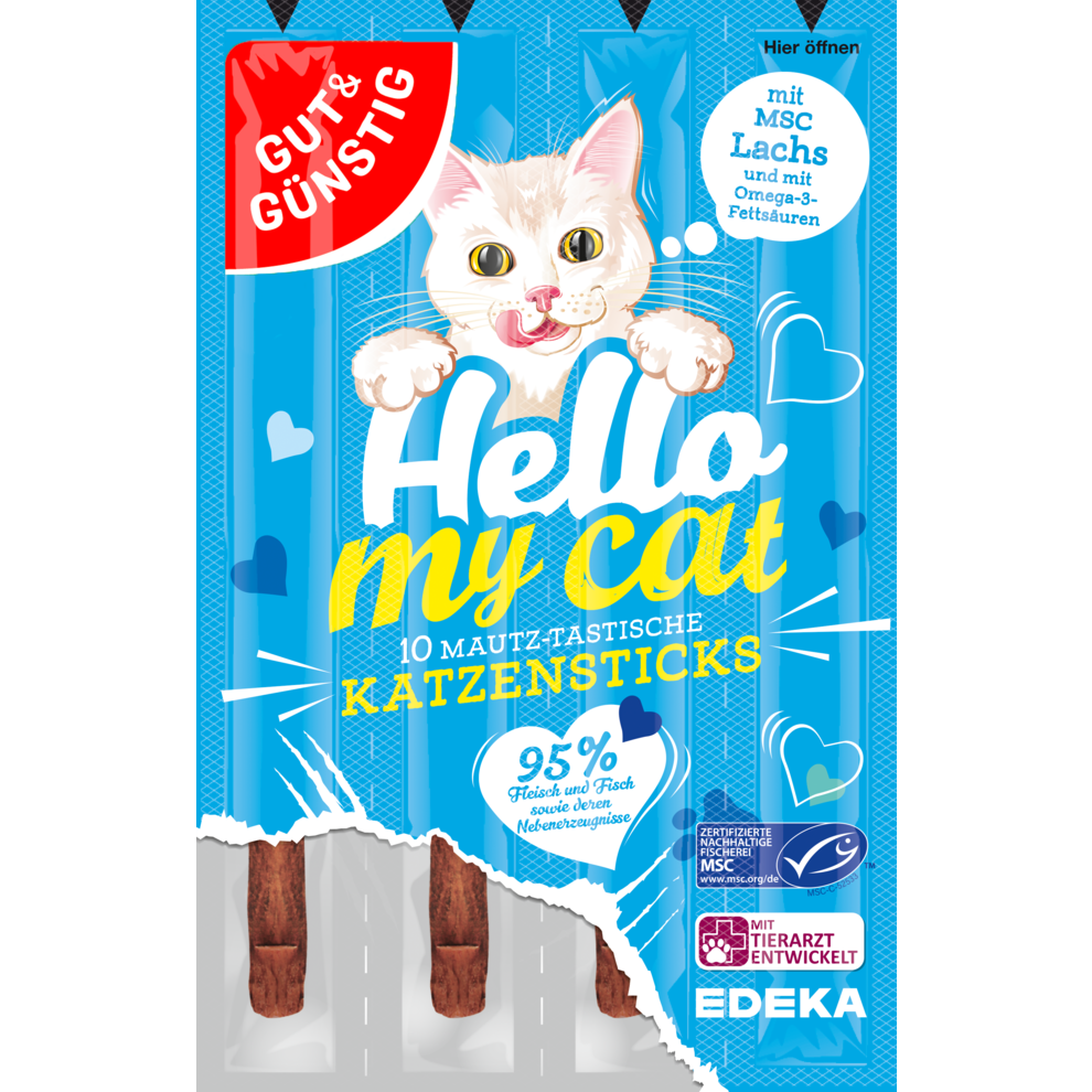 MSC GUT&GÜNSTIG Cat Fleischsticks mit Lachs 10 Stück