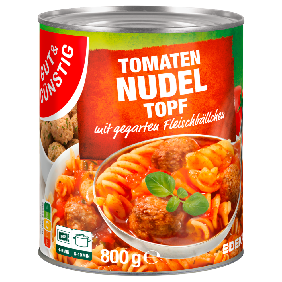 GUT&GÜNSTIG Tomaten-Nudeltopf mit Fleischbällchen 800g