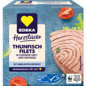 MSC EDEKA Herzstücke Thunfischfilets in eigenem Saft und Aufguss 185g