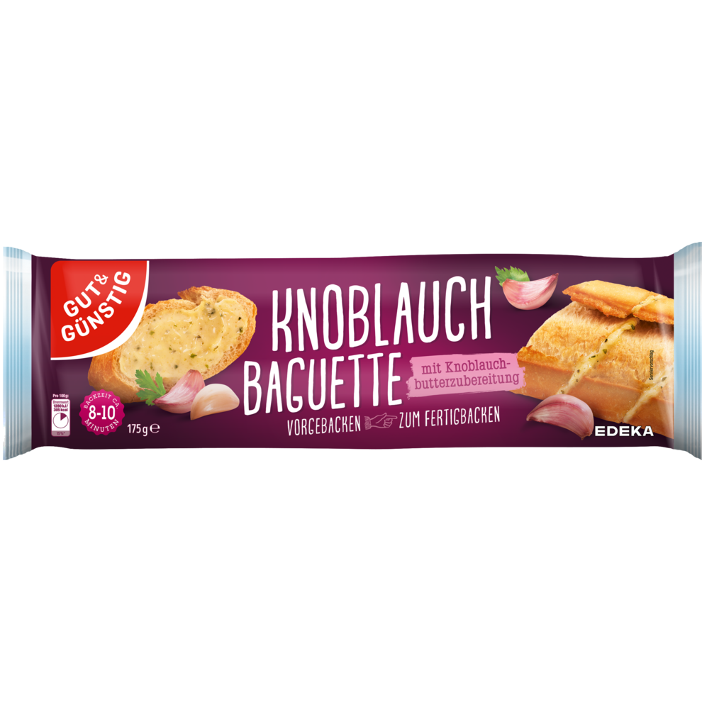 GUT&GÜNSTIG Knoblauch-Baguette mit Knoblauchbutterzubereitung 175g