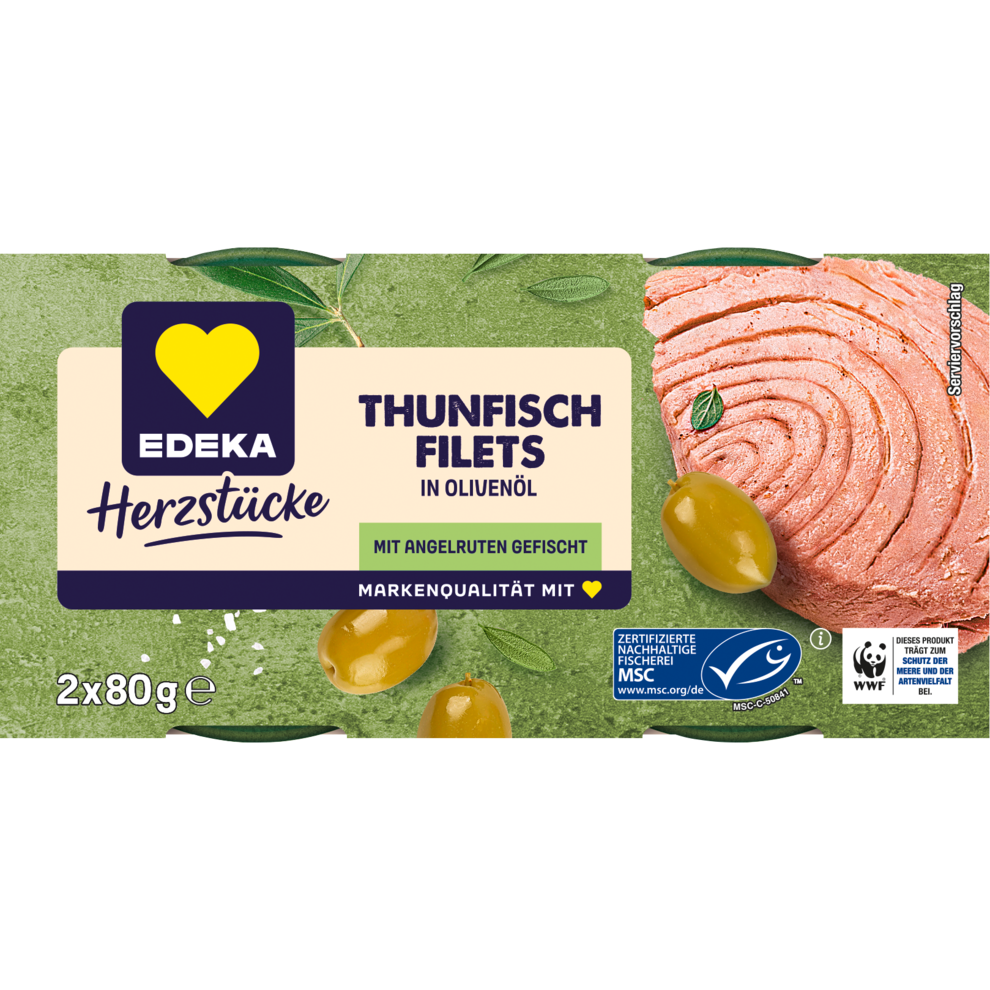 MSC EDEKA Herzstücke Thunfischfilets in Olivenöl 2x80g
