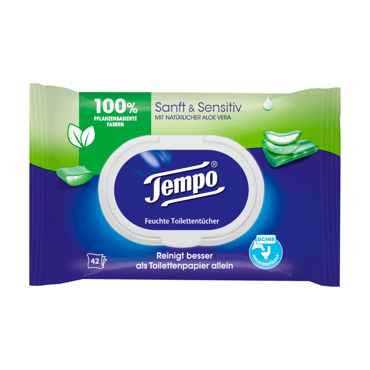 Tempo Sanft&Sensitive feuchtes Toilettenpapier Aloe Vera 42ST