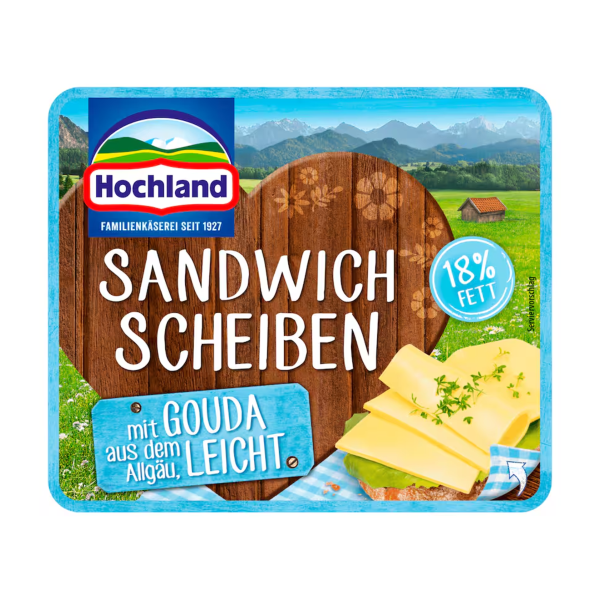 Hochland Sandwich Scheiben Gouda 18% absolut 35% Dreiviertelfettstufe 150g