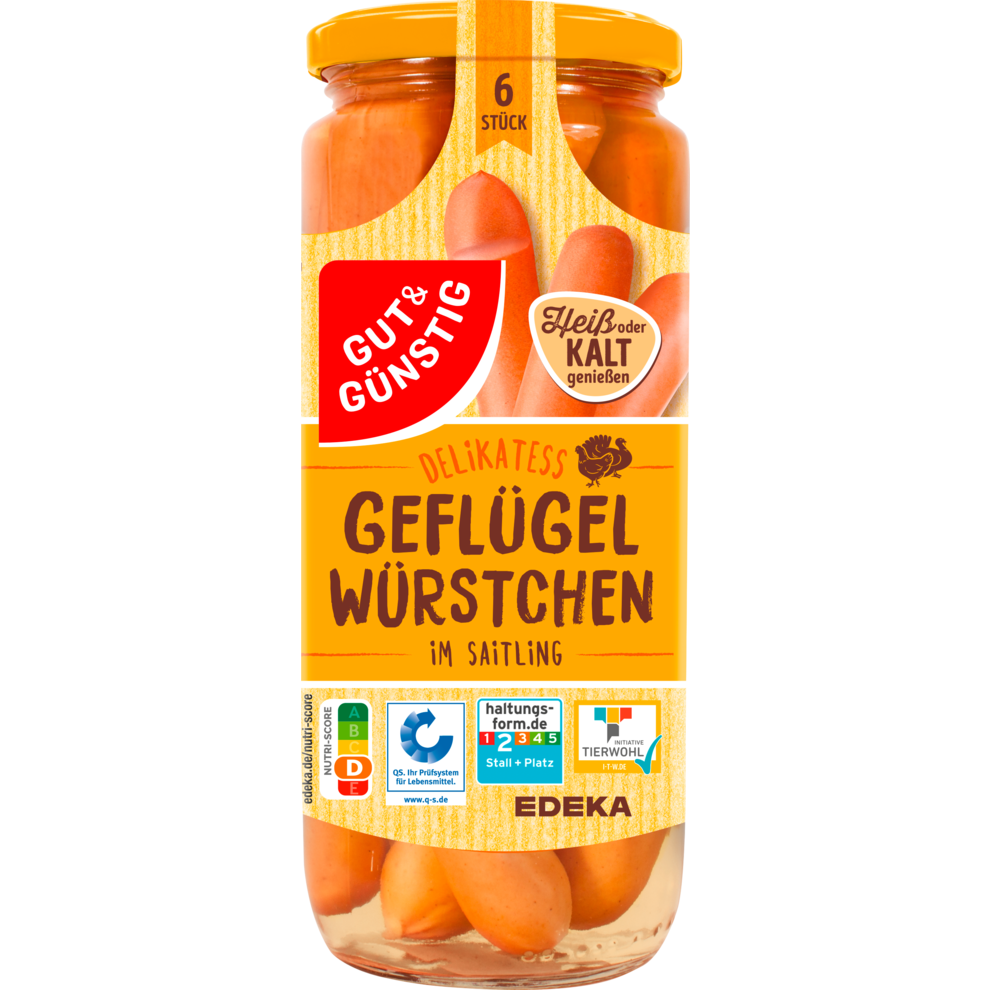 GUT&GÜNSTIG Geflügelfleischwürstchen im Saitling 530g VLOG QS ITW