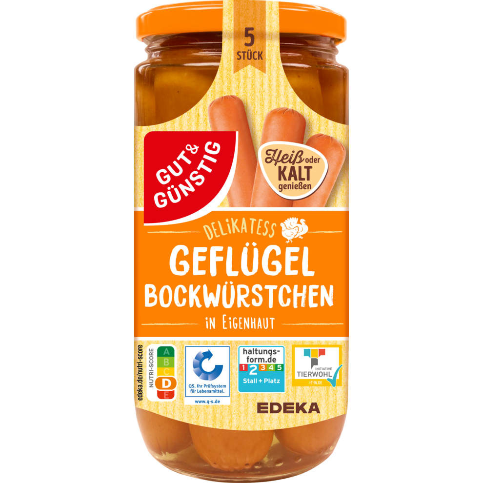 GUT&GÜNSTIG Geflügelbockwürstchen in Eigenhaut 380g VLOG QS ITW