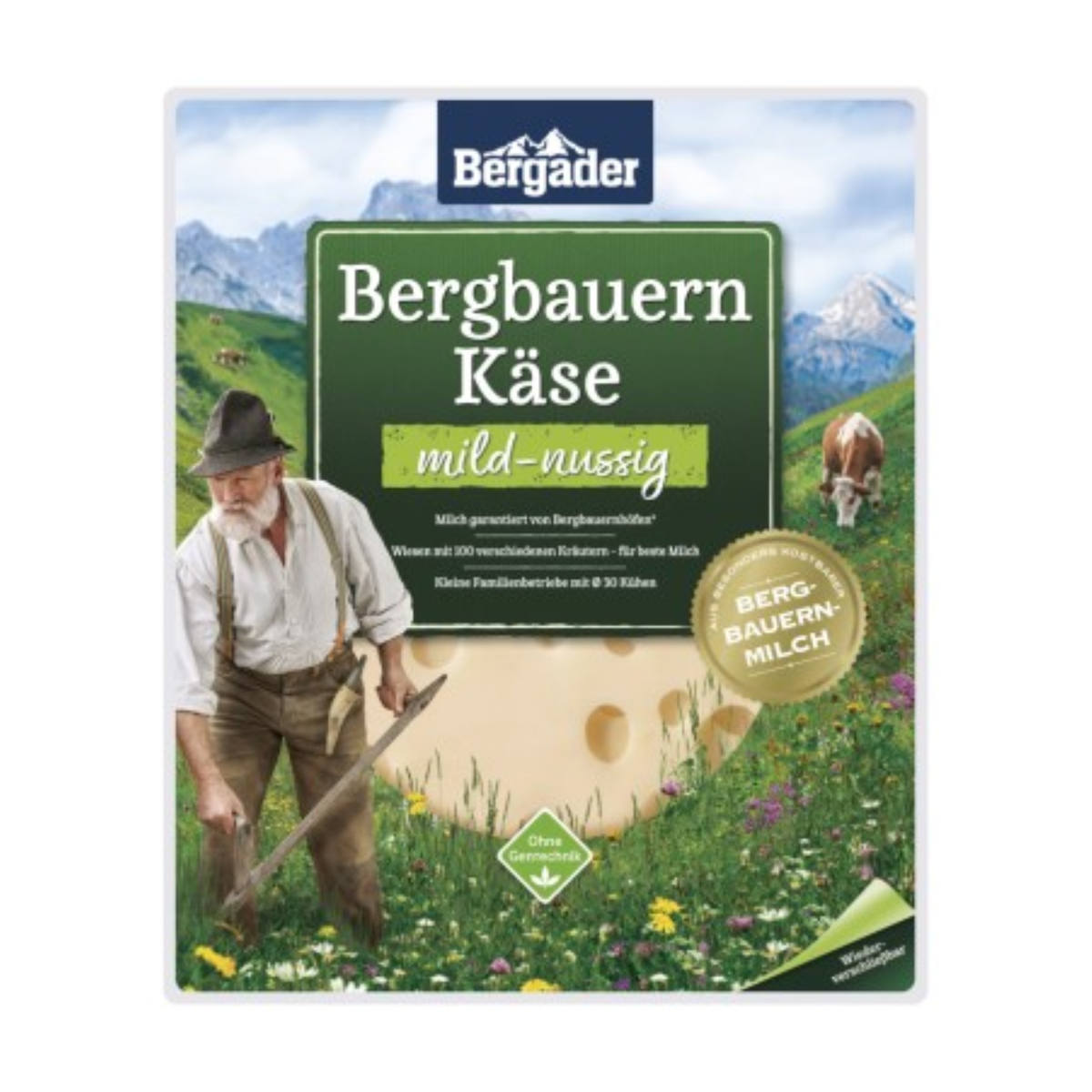 Bergader Bergbauern Käse Scheiben mild-nussig 46% Vollfettstufe 150g