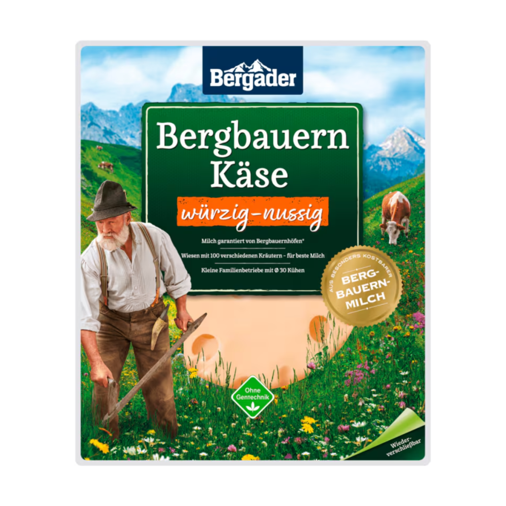 Bergader Bergbauern Käse Scheiben würzig-nussig 46% Vollfettstufe 150g