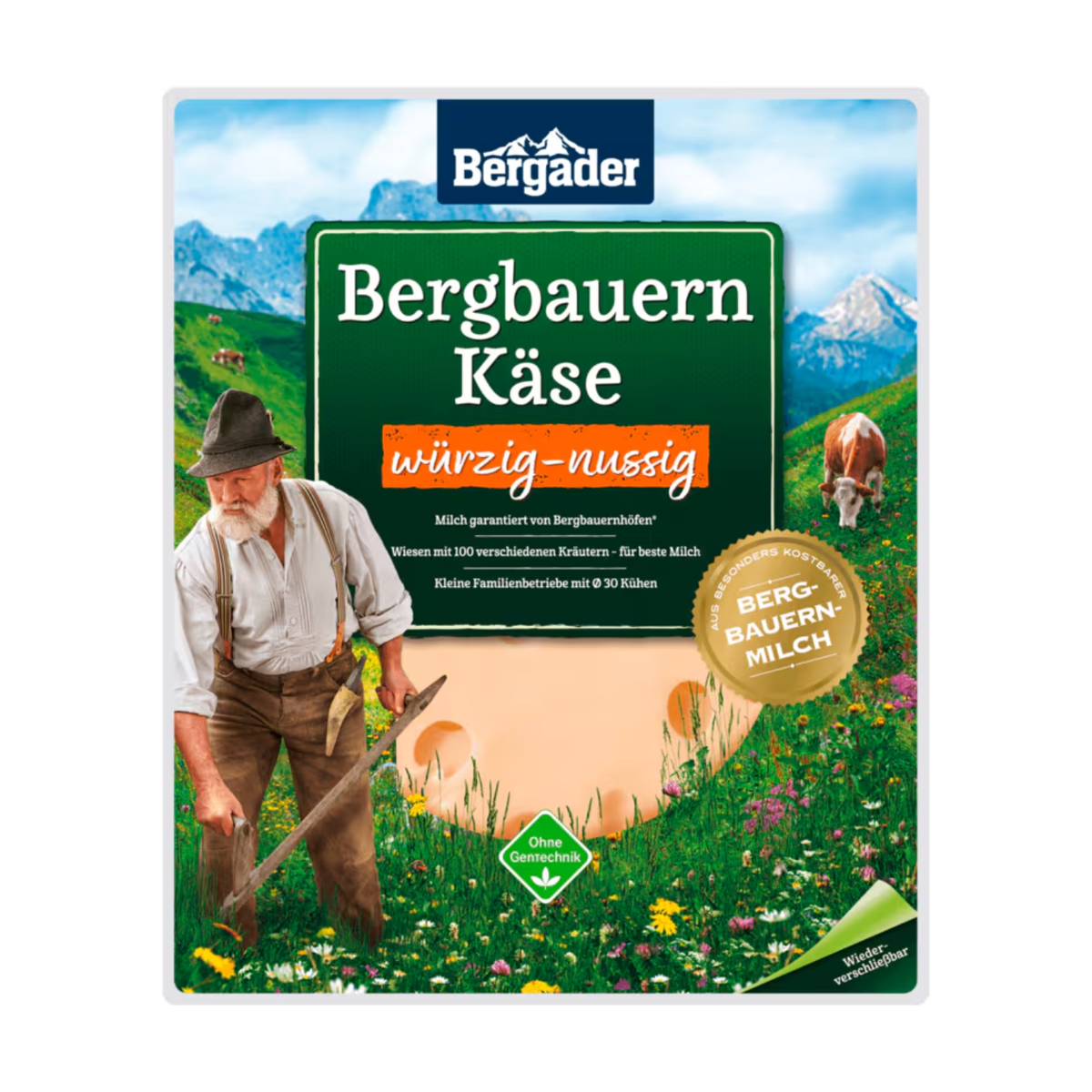 Bergader Bergbauern Käse Scheiben würzig-nussig 46% Vollfettstufe 150g