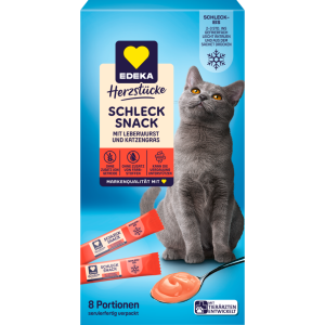 EDEKA Herzstücke Schleck-Snack Leberwurst mit Katzengras 8x15g