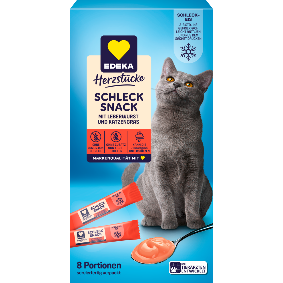 EDEKA Herzstücke Schleck-Snack Leberwurst mit Katzengras 8x15g