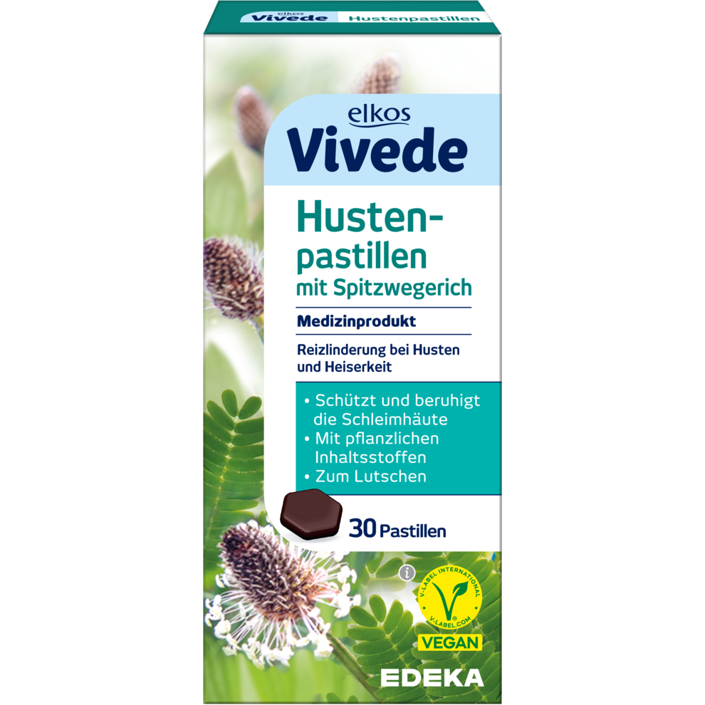 EDEKA elkos VIVEDE Hustenpastillen mit Spitzwegerich 30ST