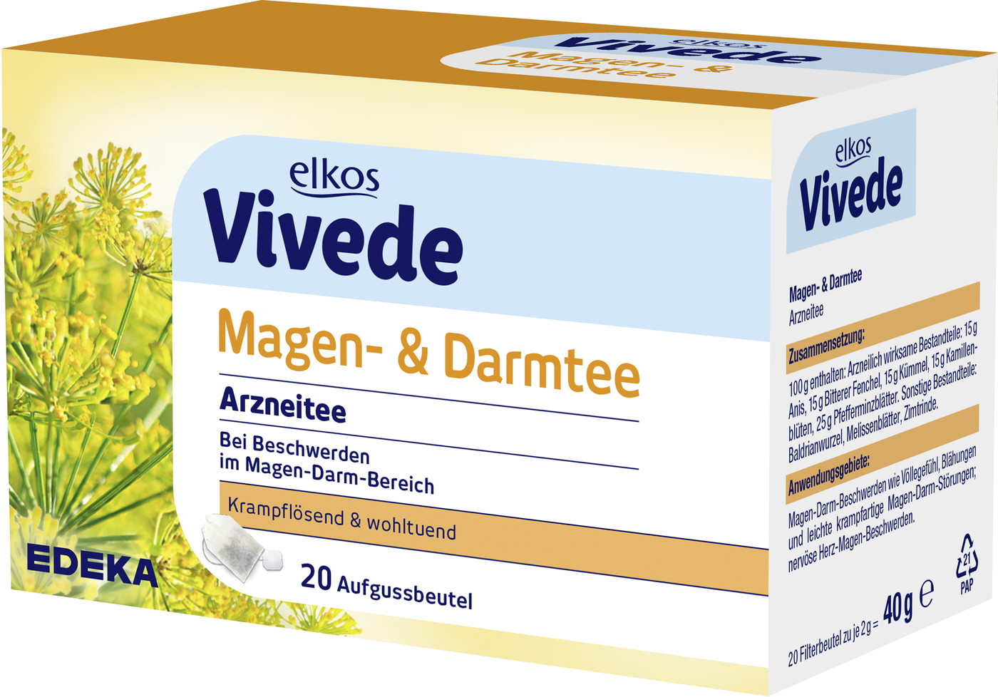 EDEKA elkos VIVEDE Magen- und Darmtee 20ST 40g