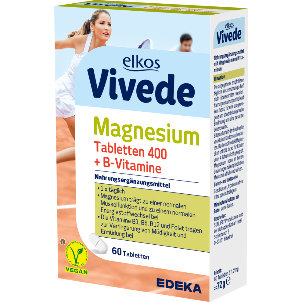 EDEKA elkos VIVEDE Magnesium Tabletten + B-Vitamine 60ST