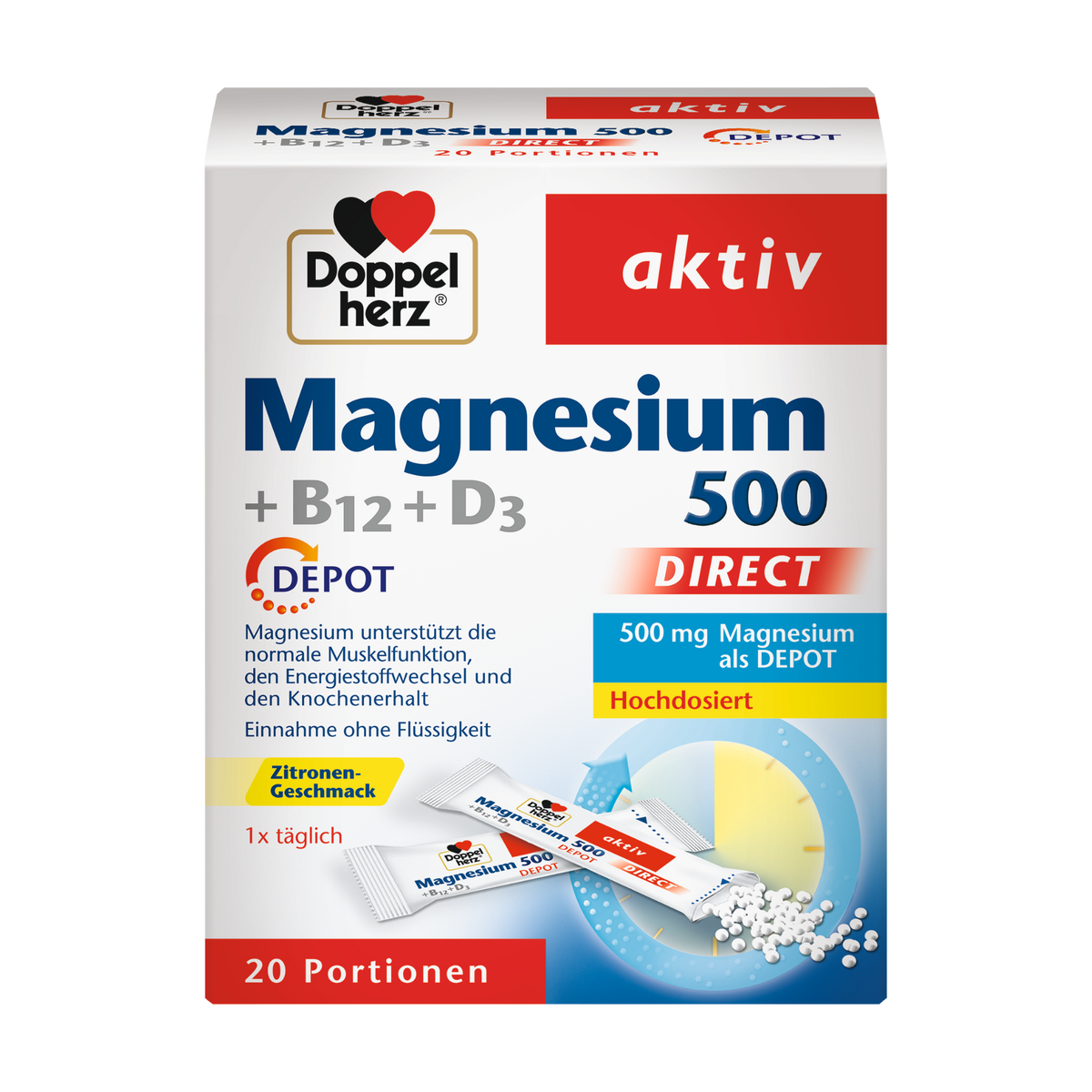 DH Magnesium 500+B12+D3 20Portionen 32g