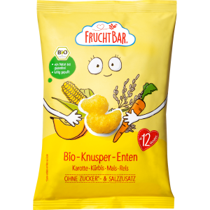 Bio Fruchtbar Knusper-Enten mit Karotte, Kürbis, Mais & Reis ab 12 Monaten 30g