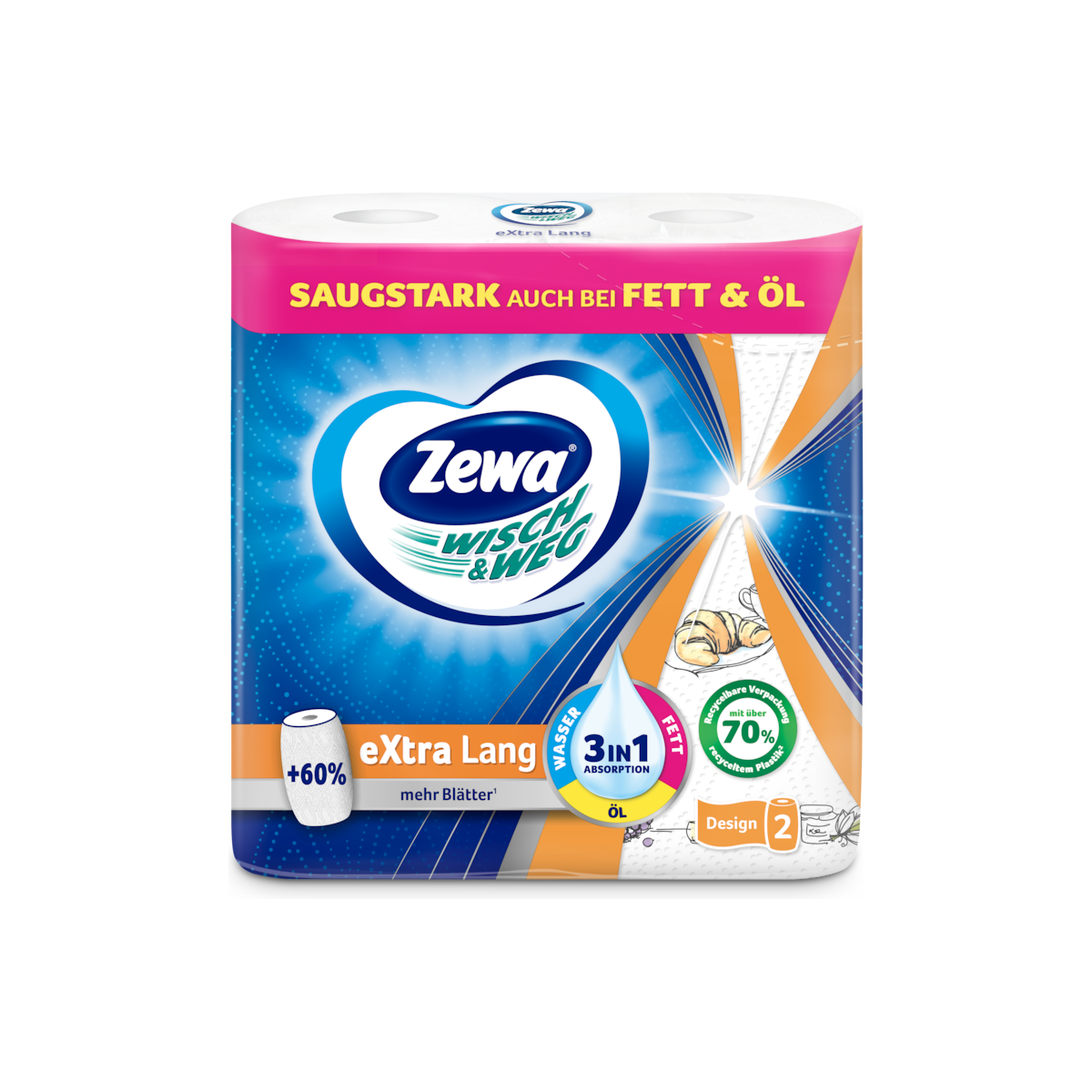 Zewa Wisch&Weg Design extra lang 2x72BL