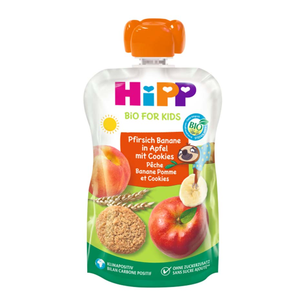 Bio Hipp Pfirsich-Banane in Apfel mit Cookies ab 1 Jahr 100g
