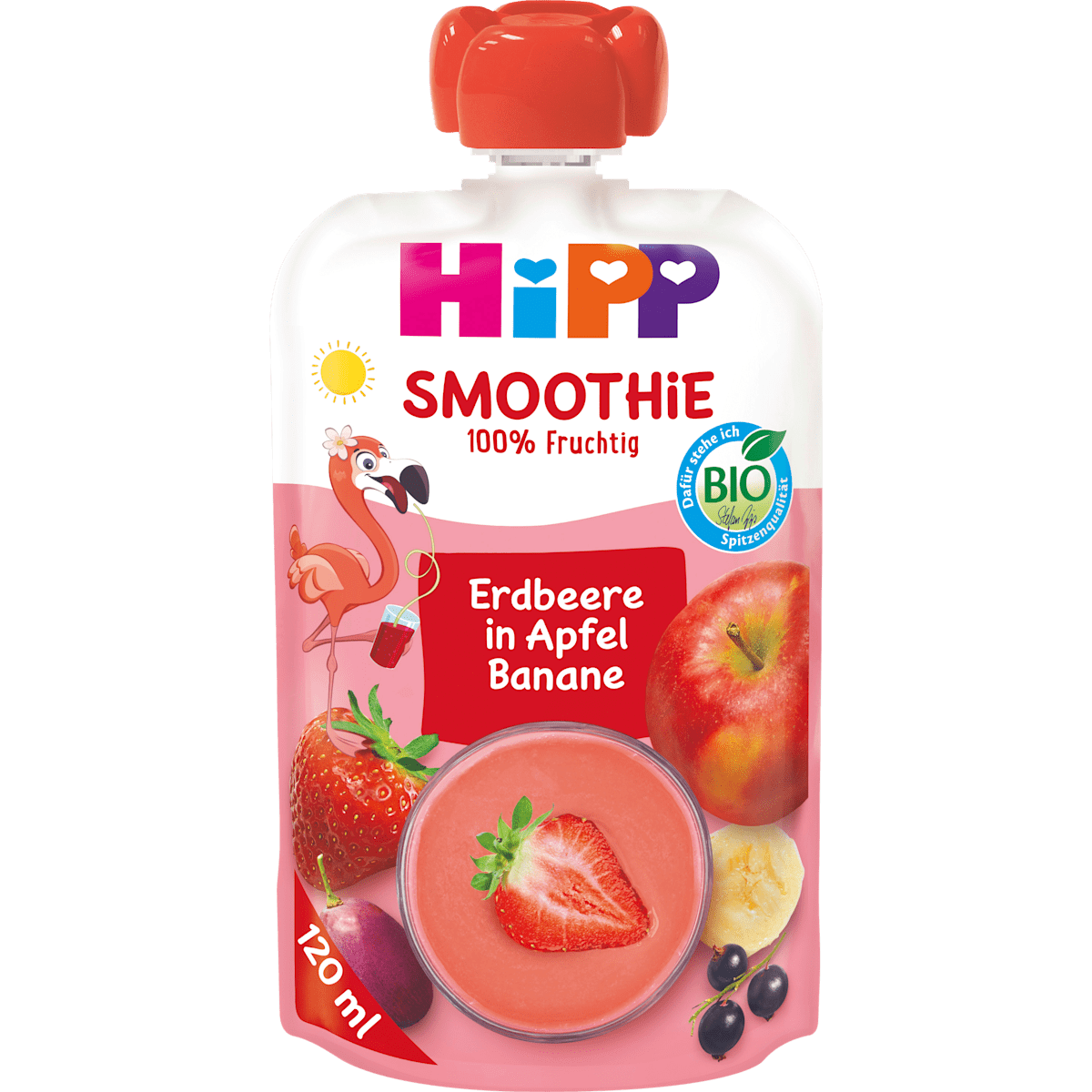 Bio Hipp Smoothie Flora Flamingo Erdbeere in Apfel-Banane 120ml