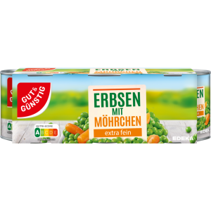 GUT&GÜNSTIG Junge Erbsen mit Möhrchen extra fein 3x200g