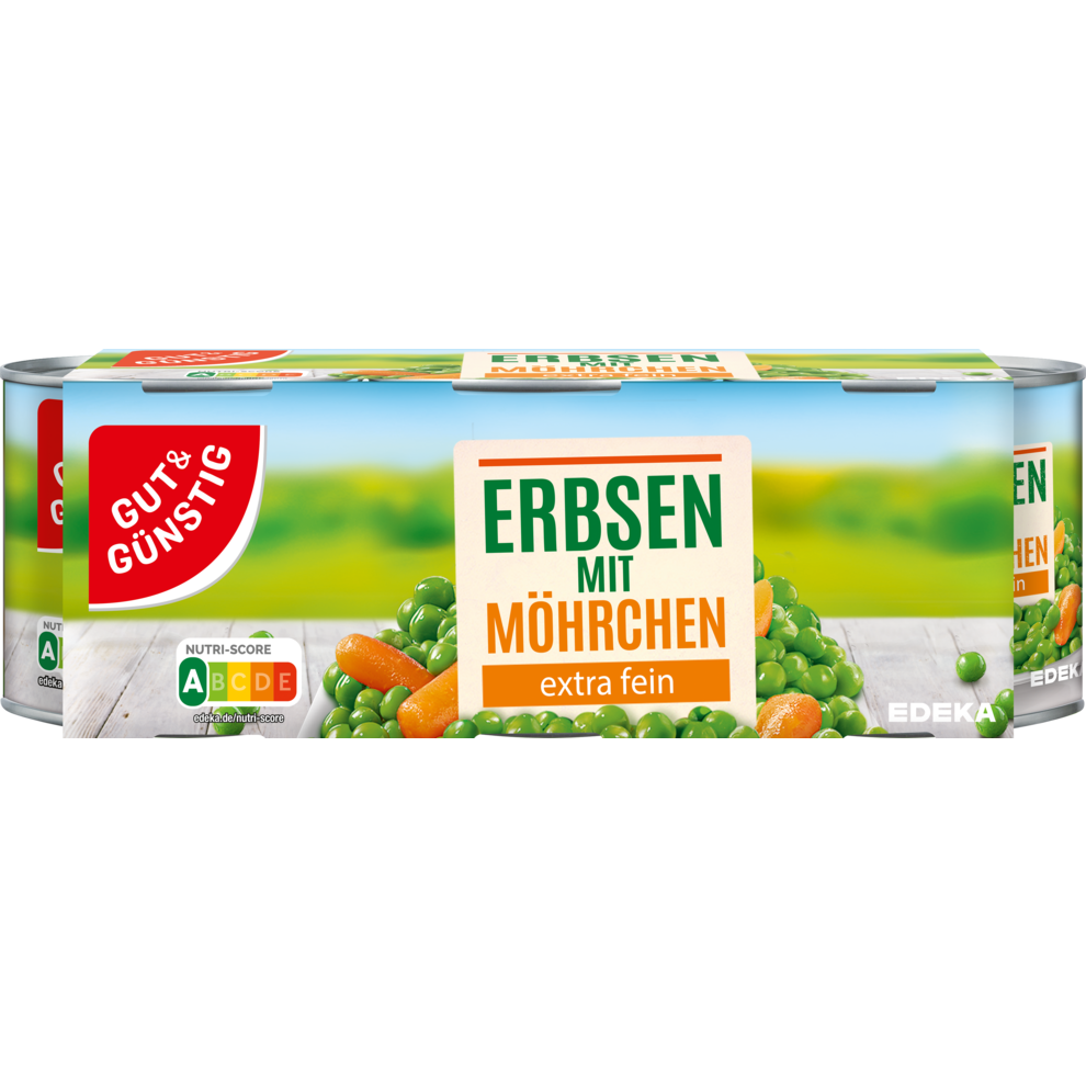 GUT&GÜNSTIG Junge Erbsen mit Möhrchen extra fein 3x200g