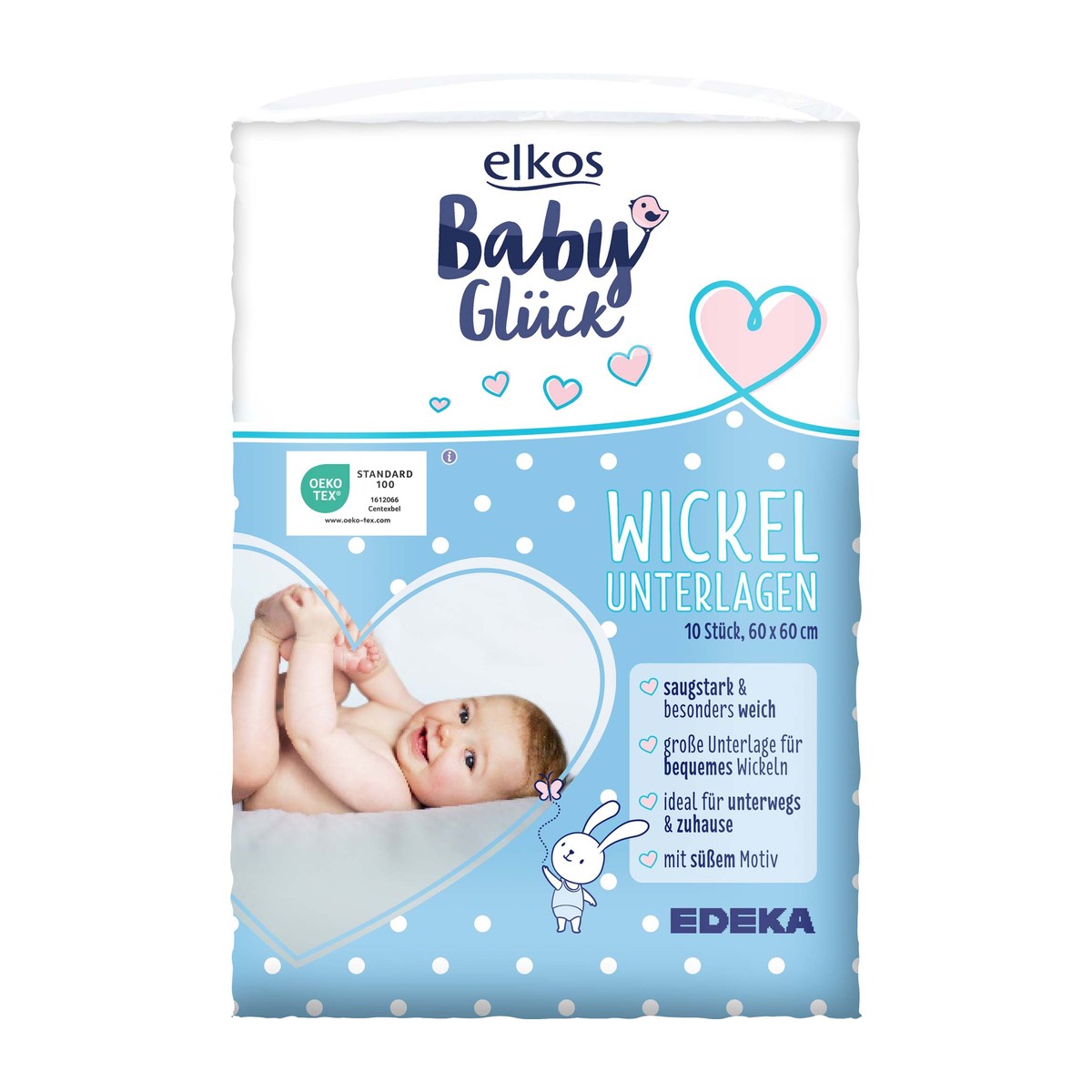EDEKA elkos Babyglück Wickelunterlagen 60x60cm 10ST