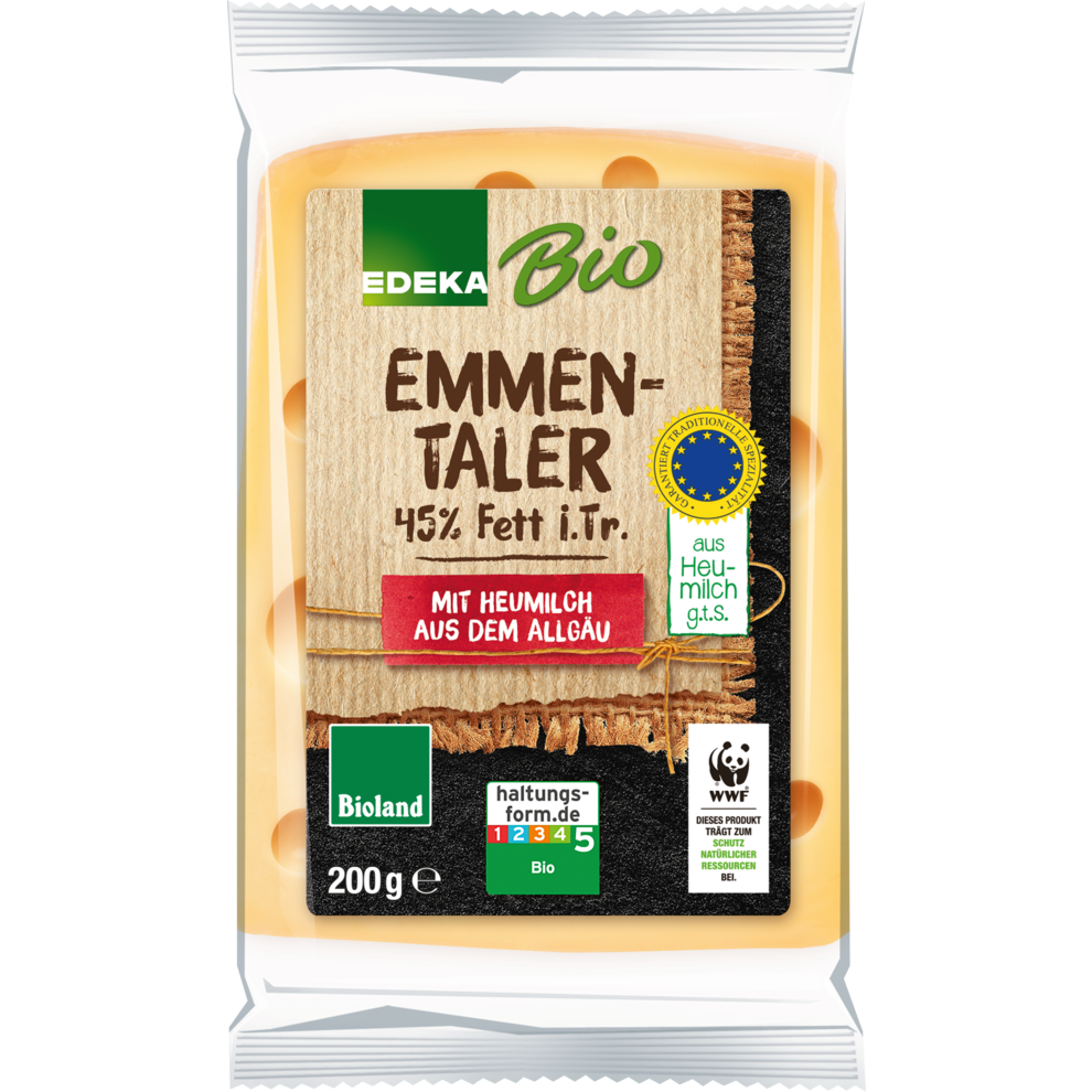 Bio EDEKA Emmentaler Käse mit Heumilch 45% 200g