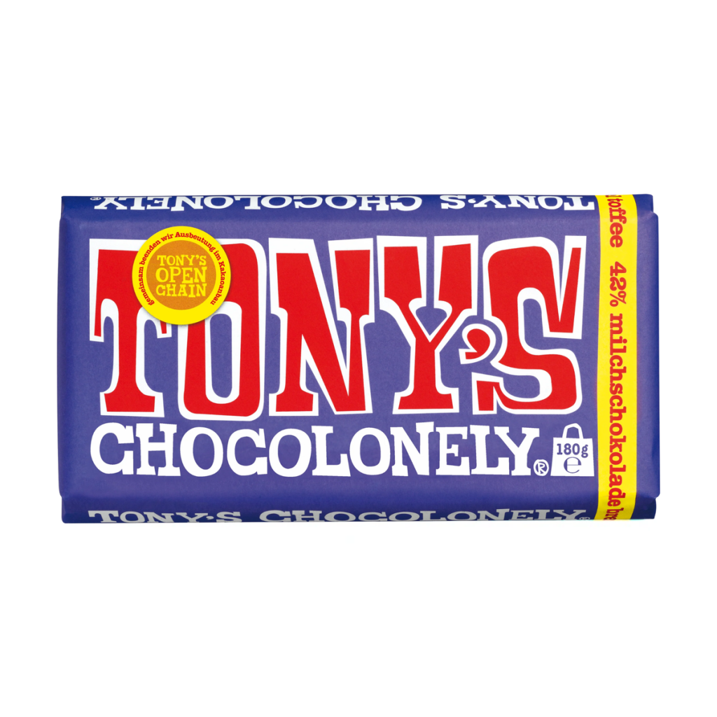 Tony's Chocolonely Dunkle Vollmilchschokolade 42% Brezel Toffee 180g
