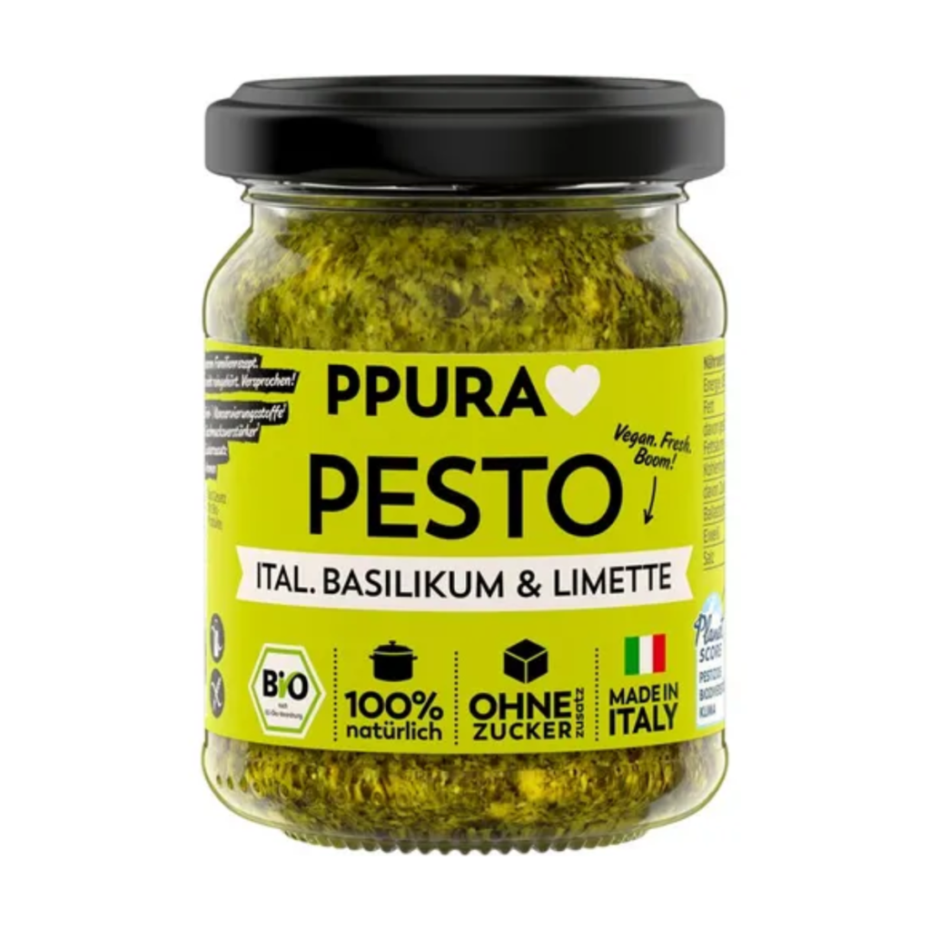 Bio Ppura Pesto Frisches Basilikum Limette Cashews 120g