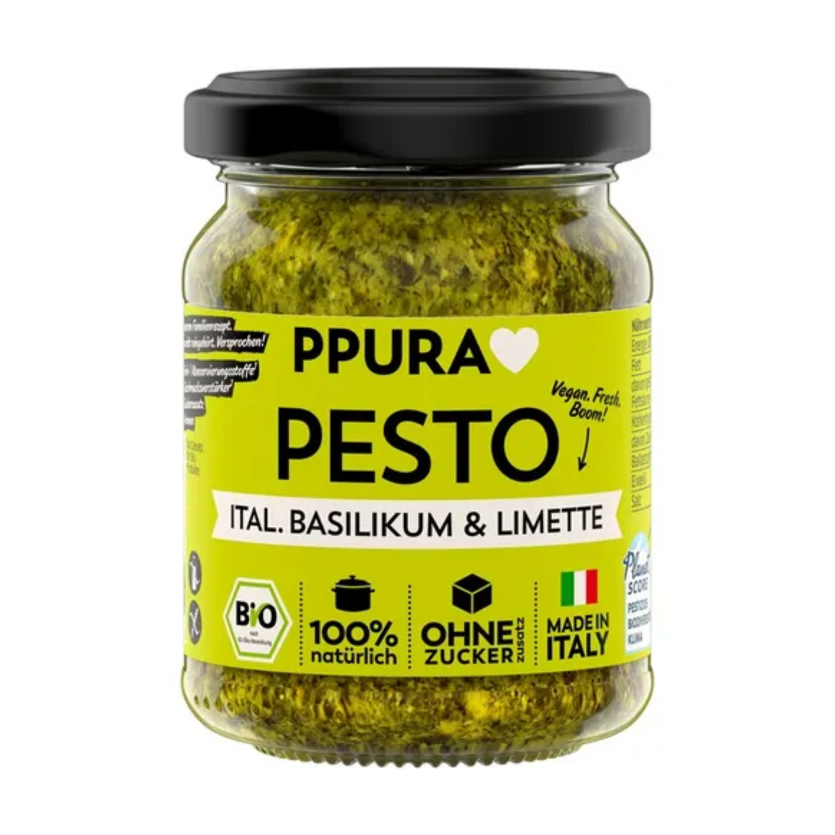 Bio Ppura Pesto Frisches Basilikum Limette Cashews 120g