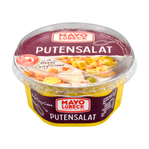 Mayo Feinkost Fruchtiger Geflügelsalat in Mango-Curry-Creme 150g