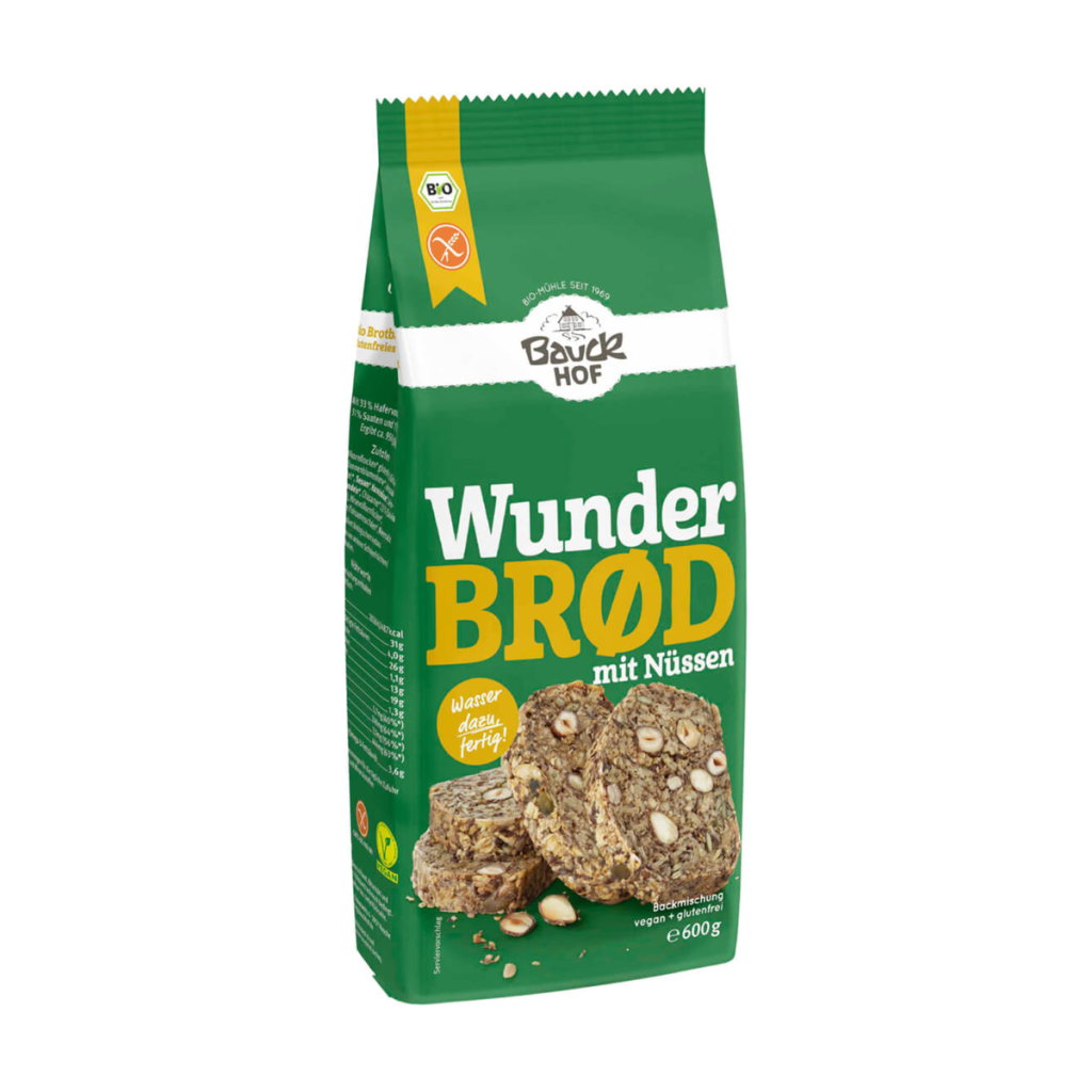 Bio Bauckhof Wunderbrod mit Nüssen glutenfrei 600g