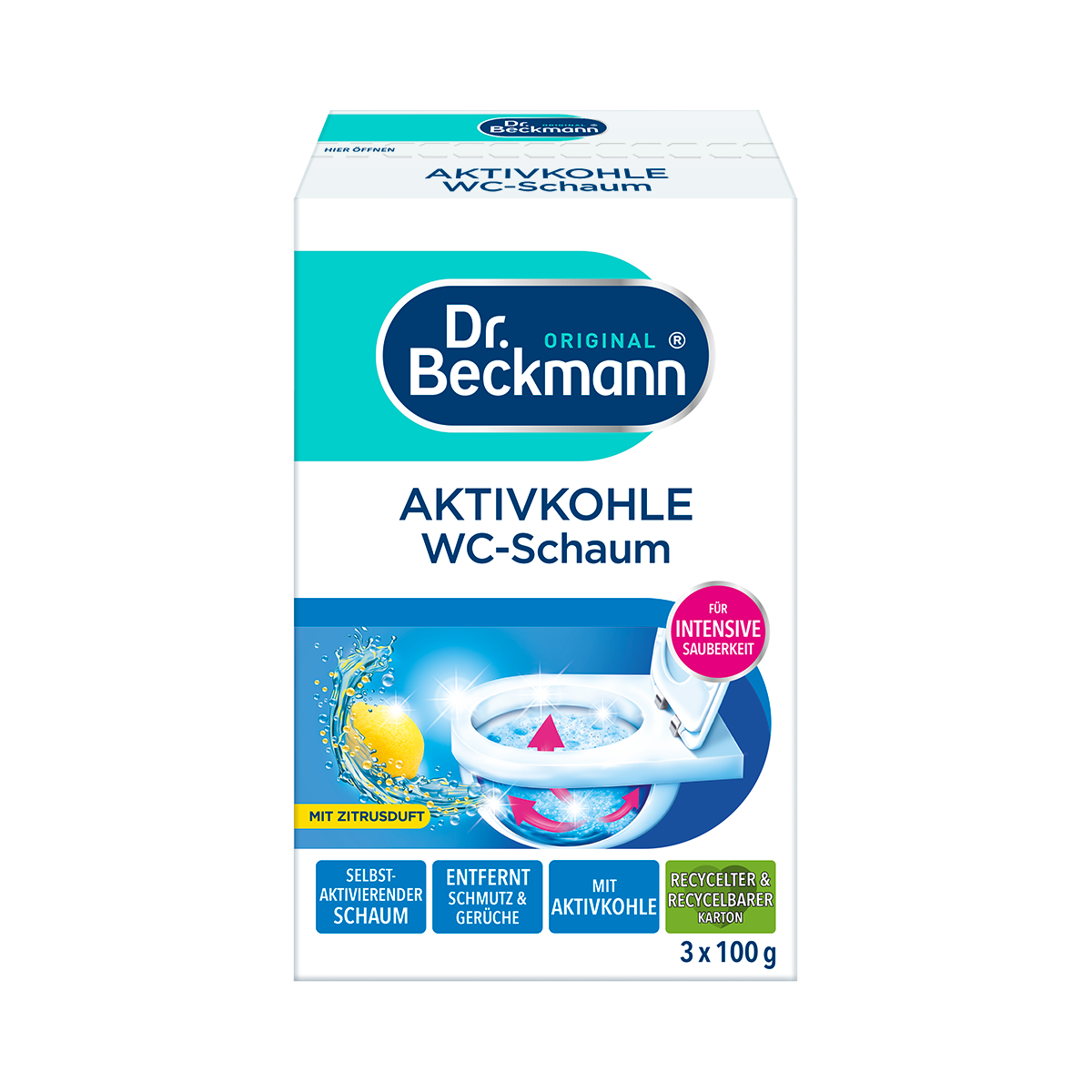 Dr.Beckmann Aktivkohle WC-Schaum 3x100g