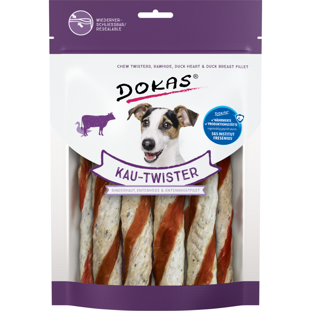 Dokas Kau-Twister Rinderhaut&Entenherz&Entenbrustfilet 200g