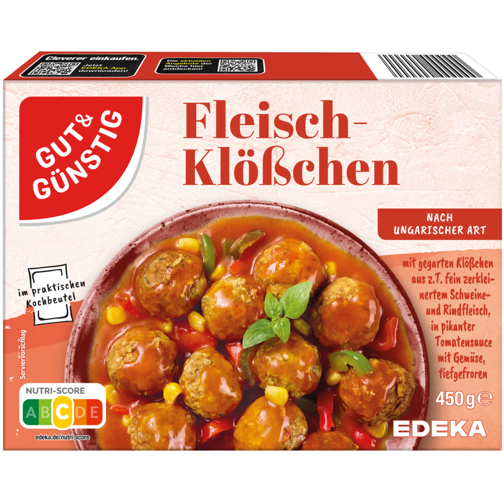 GUT&GÜNSTIG Fleischklösschen nach ungarischer Art in pikanter Tomaten-Paprika-Sauce 450g