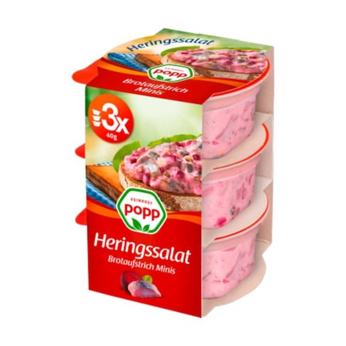 Popp Heringssalat mit roter Bete 3x40g