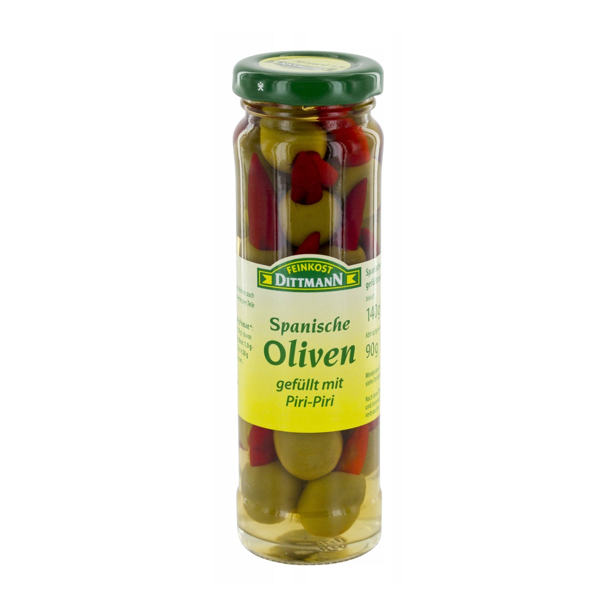 Feinkost Dittmann Spanische Oliven gefüllt Piri-Piri 140g