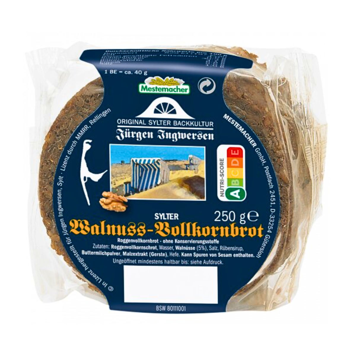 Mestemacher Sylter Walnussbrot rund 250g