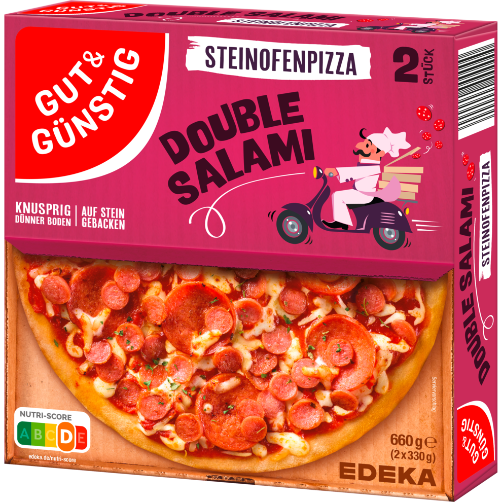 GUT&GÜNSTIG Steinofenpizza Double Salami 2x330g