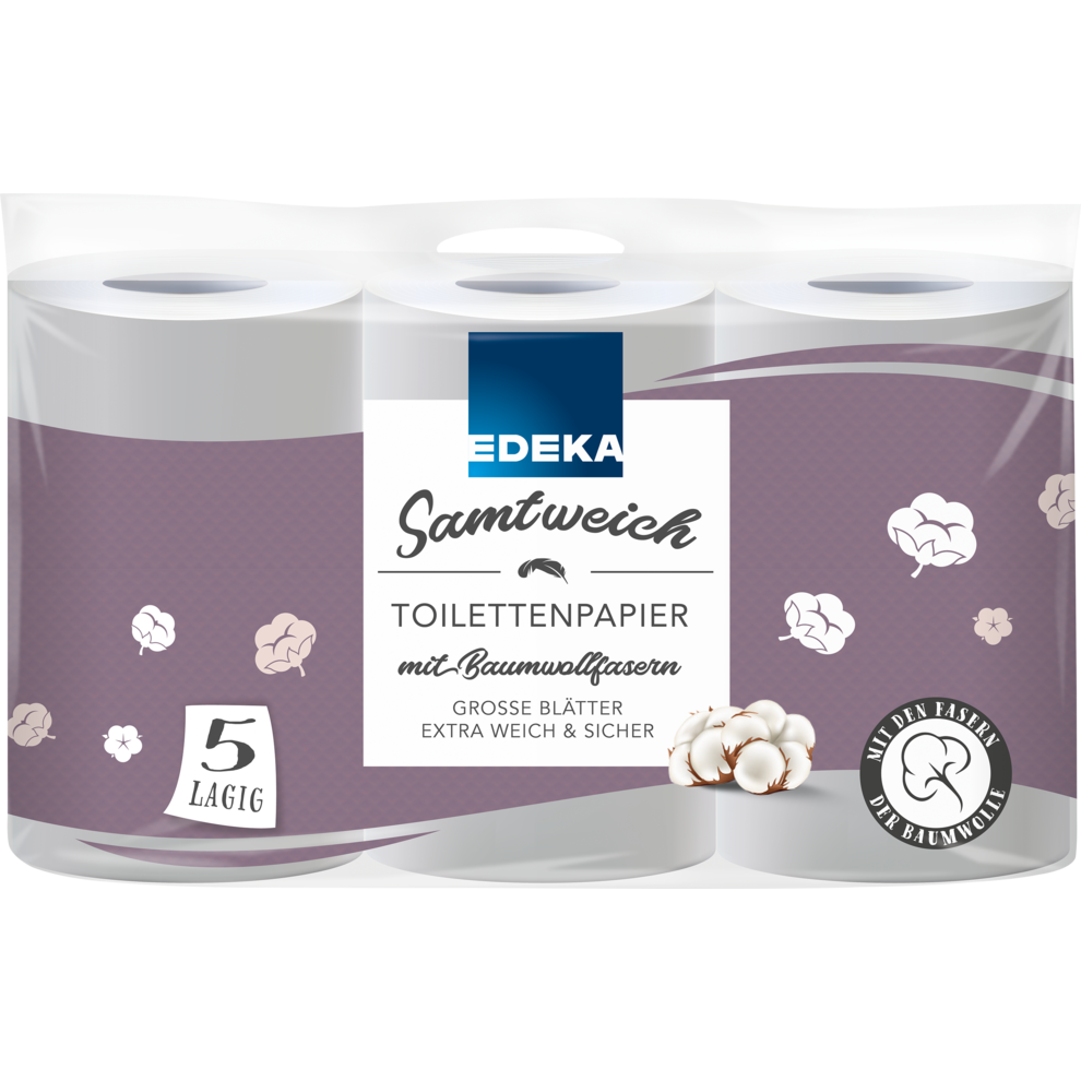 EDEKA Toilettenpapier samtweich mit Cotton 5lagig 6x130Bl.