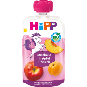 Bio Hipp Hippis Mirabelle in Apfel-Pfirsich ohne Zuckerzusatz ab 1 Jahr 100g