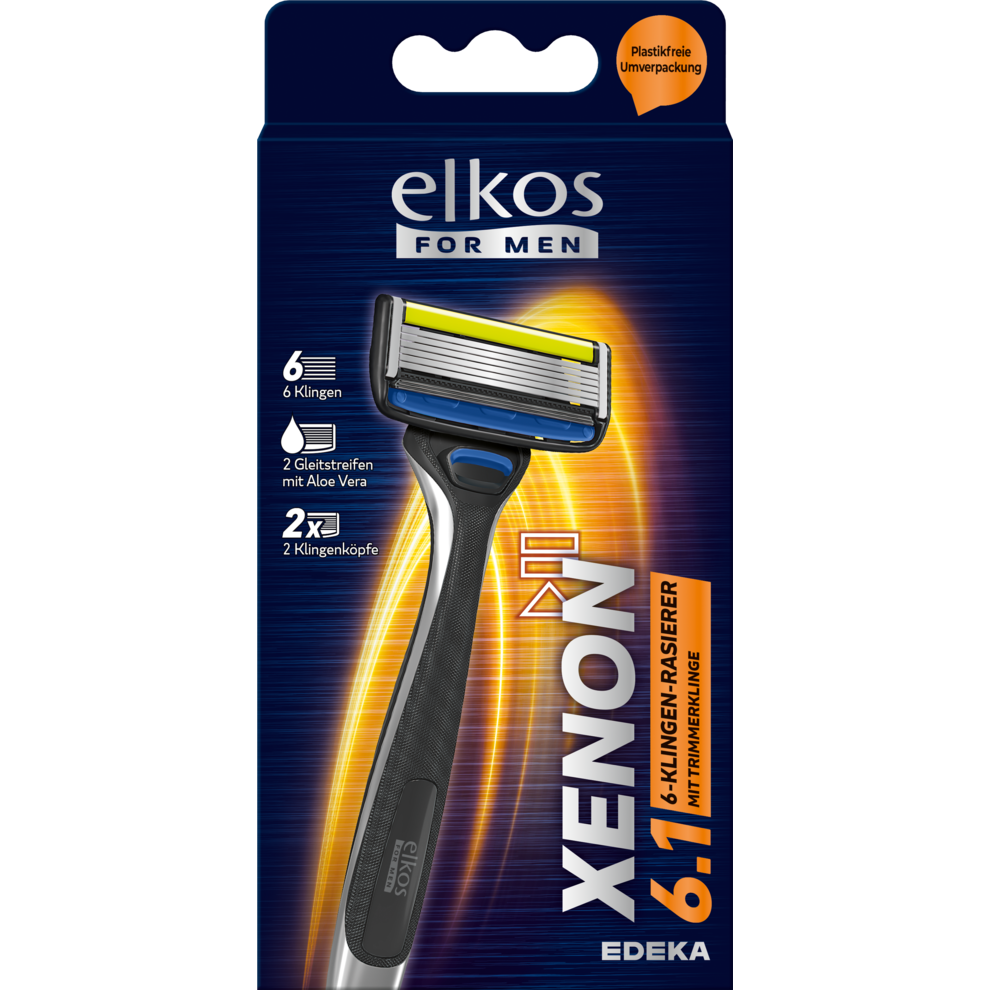 EDEKA elkos for men Xenon 6-Klingen Rasiersystem Herren 1+2 Klingen