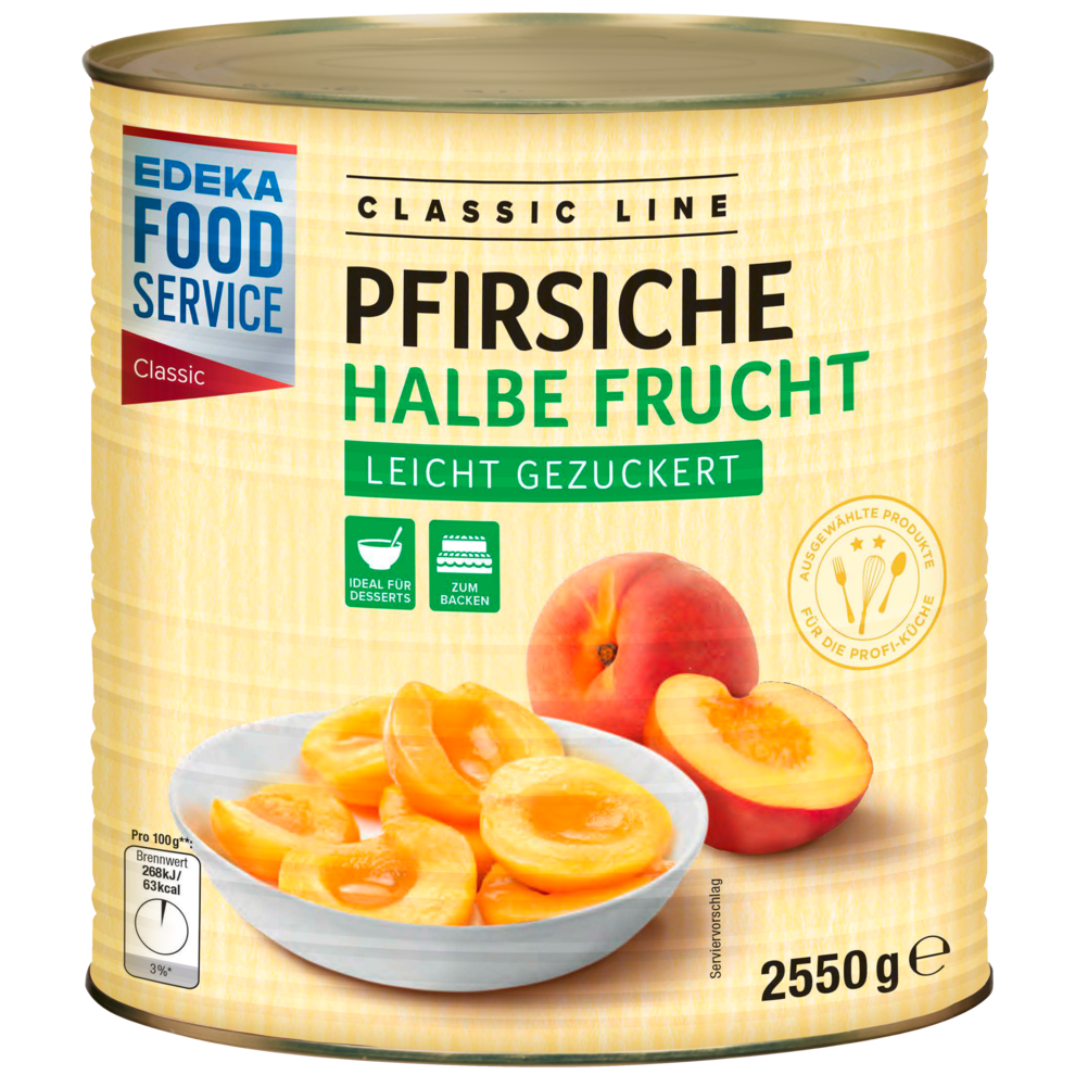 EDEKA Foodservice Classic Pfirsiche halbe Frucht leicht gezuckert 2550g