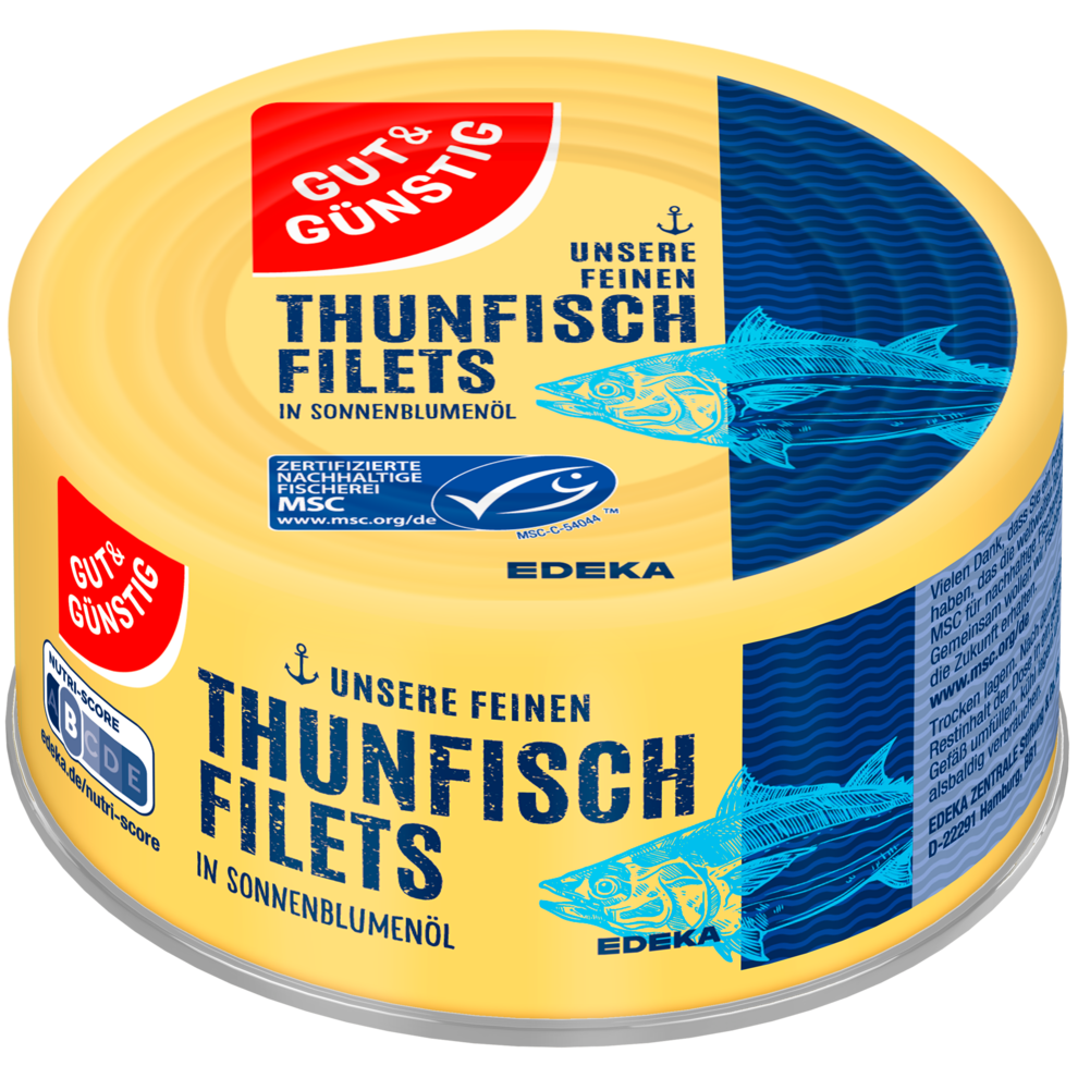 MSC GUT&GÜNSTIG Thunfischfilets in Sonnenblumenöl 195g